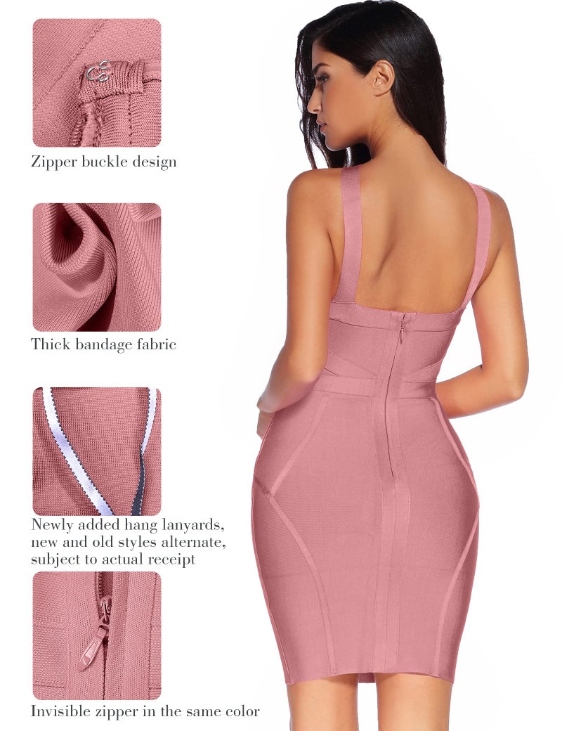 Meilun Women's Celebrity Bandage Bodycon Dress Birthday Party Pencil Dress Night Out Dress(AntiPink3,M) - Image 2